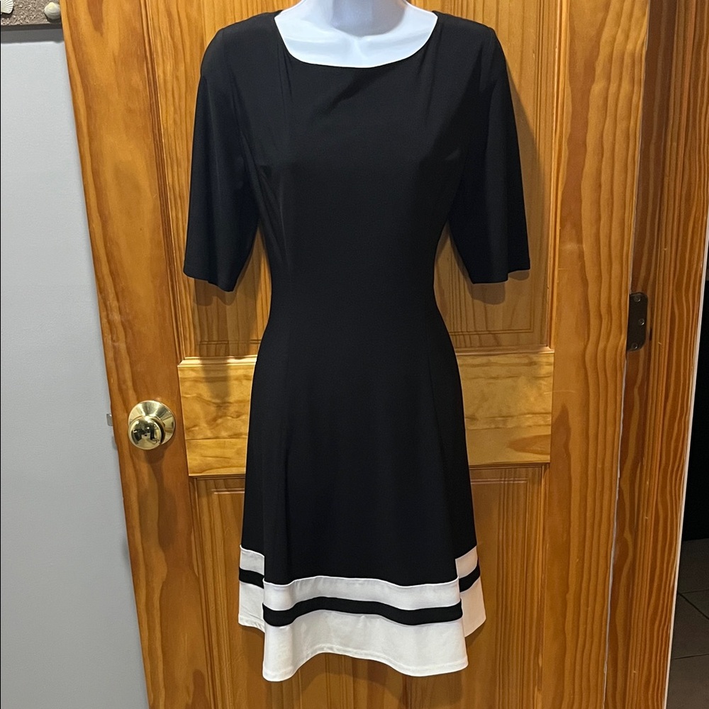 Chaps Elegant Black and White Dress